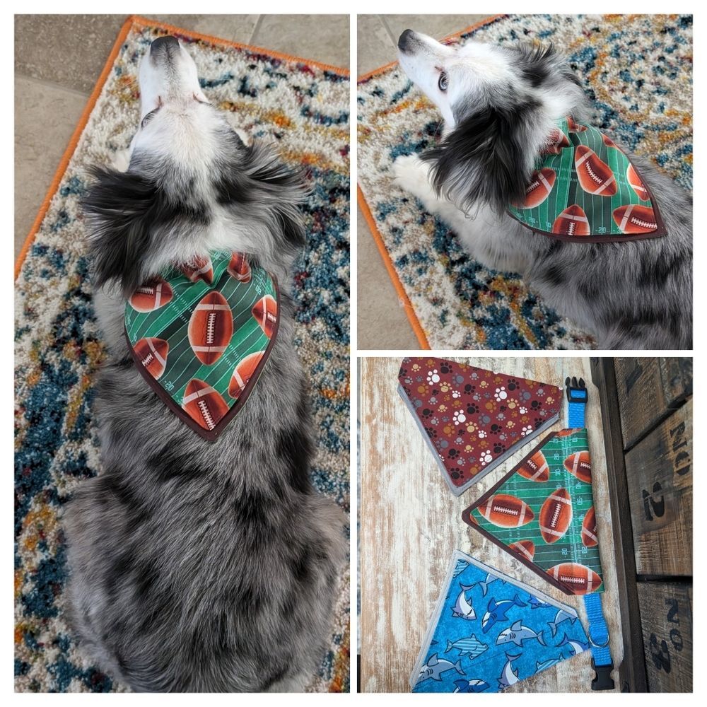 Hand Crafted Over The Collar Dog/Cat Bandanas, Set of 3 Size Small